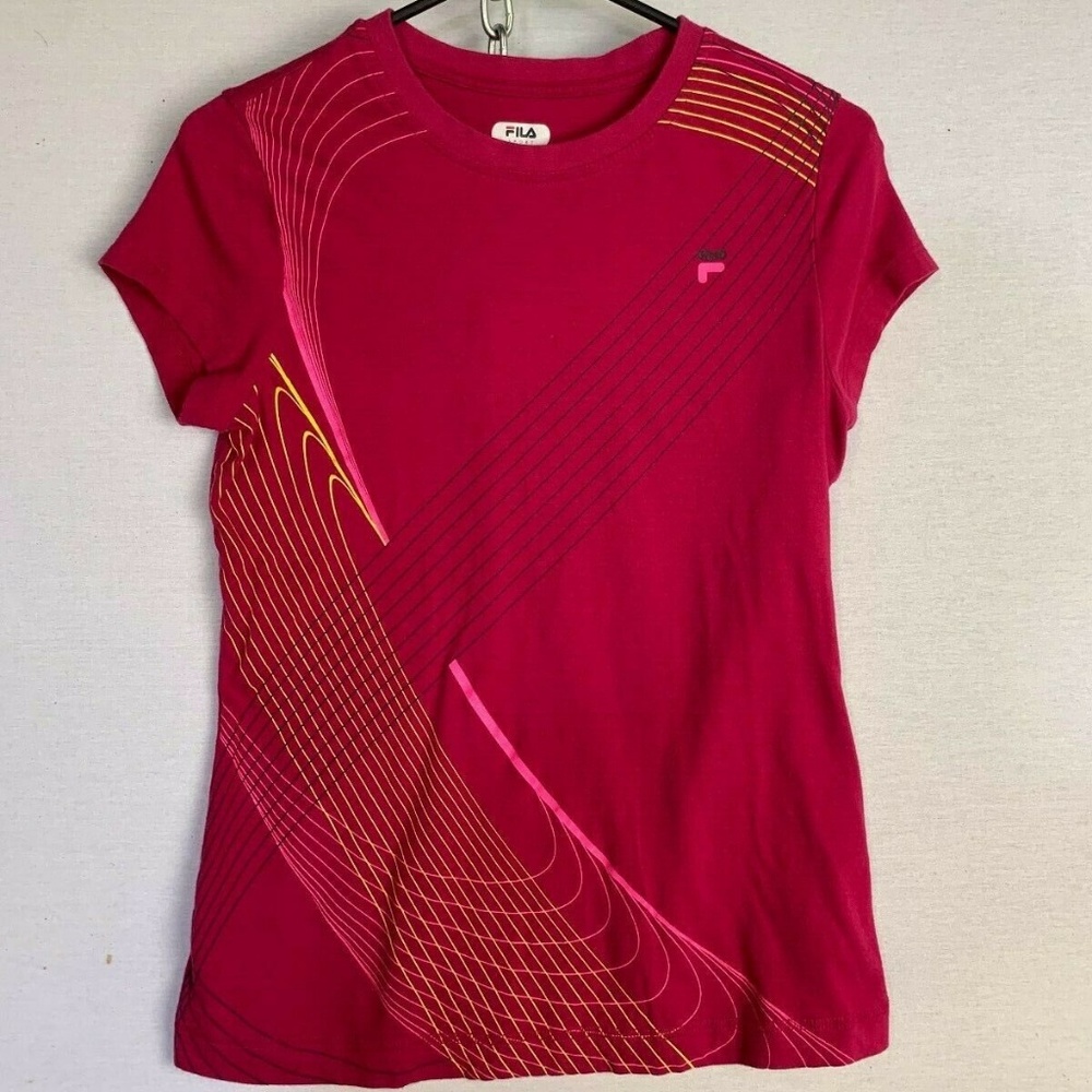 Fila Graphic T-Shirt Women's Size Medium Red Pink